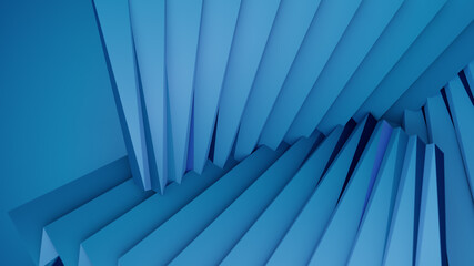 3d Render of Business Background with Paper Fan in Deep Blue Color Tone