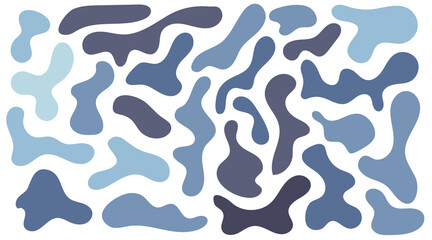 Fototapeta na wymiar Blue irregular blob, set of abstract organic shapes. Abstract irregular random blobs. Simple liquid amorphous splodge. Trendy minimal designs for presentations, banners, posters and flyers.