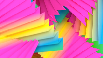 3d Render of Rainbow Neon Color Background with Dominant Pink Color