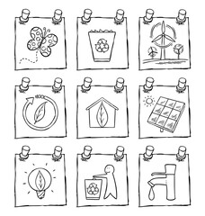 Hand drawing natural icon set. All icons are grouped separately. Vector EPS. 