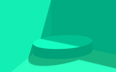 green podium and sunlight in the green studio room