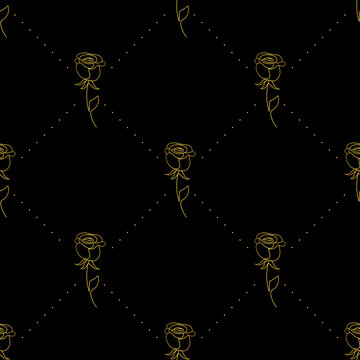 golden roses seamless pattern.golden roses pattern.Art deco pattern flowers luxury gold roses on black background.ornate pattern.luxury print design for cover,cards,invitation,wrapping paper,postcard.