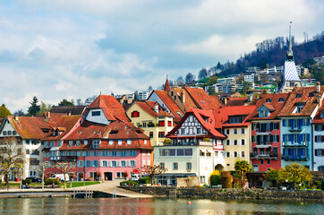 Obraz premium View of the city of Zug from Lake Zug, Switzerland.