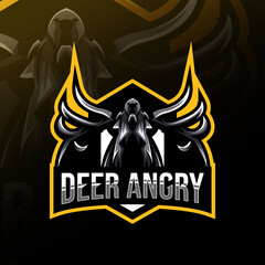 Head deer angry mascot logo esport design