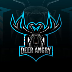 Head deer angry mascot logo esport design
