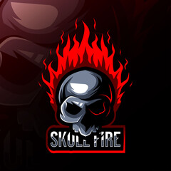 Skull fire mascot logo esport design © Immidesign