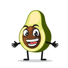 vector illustration of avocado mascot or character with nice hand