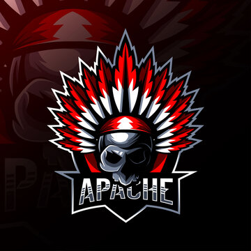 Apache mascot logo esport design