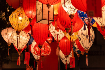 Chinese palace lanterns. Traditional chinese stytle holiday decoration for chinese new year and Lantern Festival. © YOUMING VISION
