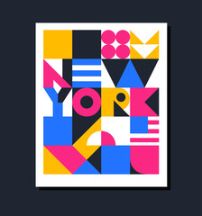 New York geometric colorful  poster.. Pop art design for prints on clothing, t-shirts, banner, flyer, cards, souvenir, poster - 414317745