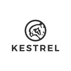 kestrel bird head round logo vector icon illustration