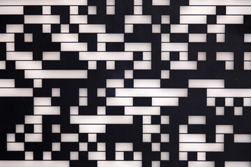 Qr code abstract pattern background, black and white, horizontal