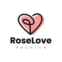 rose love heart logo vector icon illustration