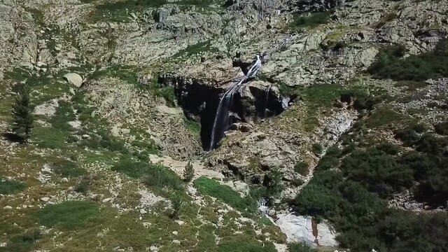 Waterfall Gorges de la Restonica Corte on the island of Corsica