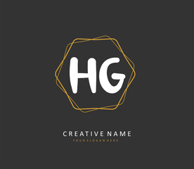 HG Initial letter handwriting and signature logo. A concept handwriting initial logo with template element.