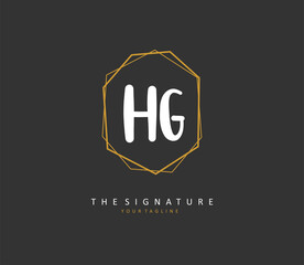 HG Initial letter handwriting and signature logo. A concept handwriting initial logo with template element.