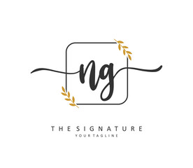 NG Initial letter handwriting and signature logo. A concept handwriting initial logo with template element.