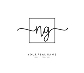 NG Initial letter handwriting and signature logo. A concept handwriting initial logo with template element.