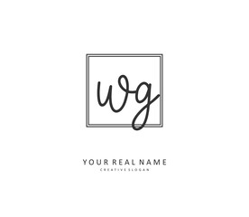 WG Initial letter handwriting and signature logo. A concept handwriting initial logo with template element.