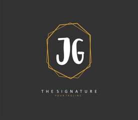 JG Initial letter handwriting and signature logo. A concept handwriting initial logo with template element.