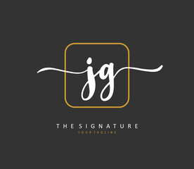 JG Initial letter handwriting and signature logo. A concept handwriting initial logo with template element.