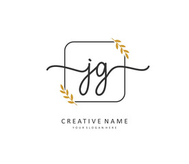 JG Initial letter handwriting and signature logo. A concept handwriting initial logo with template element.