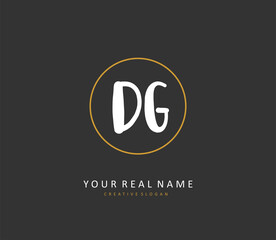 DG Initial letter handwriting and signature logo. A concept handwriting initial logo with template element.