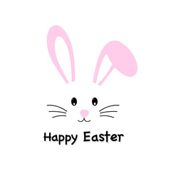 Easter card with rabbit on white background.