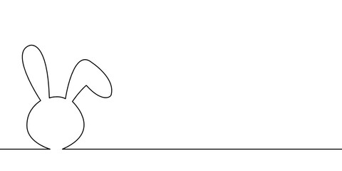 Continuous line drawing of rabbit on white background.
