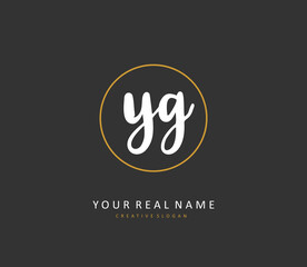 YG Initial letter handwriting and signature logo. A concept handwriting initial logo with template element.