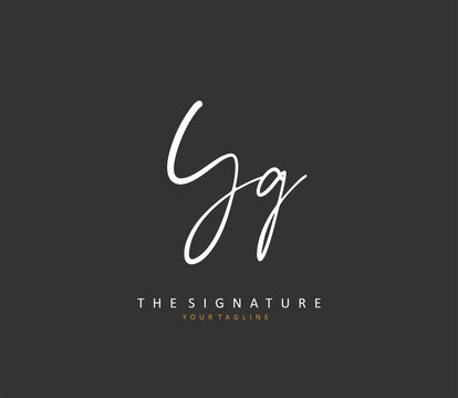 YG Initial letter handwriting and signature logo. A concept handwriting initial logo with template element.