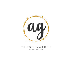 AG Initial letter handwriting and signature logo. A concept handwriting initial logo with template element.