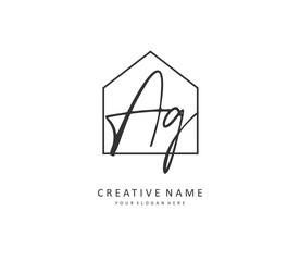 AG Initial letter handwriting and signature logo. A concept handwriting initial logo with template element.
