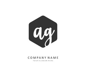AG Initial letter handwriting and signature logo. A concept handwriting initial logo with template element.