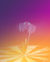 Darts and money. Pink-yellow gradient background image for targeted advertising