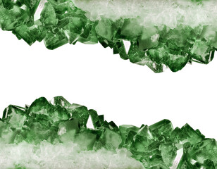 dark green quartz crystals stripes on white