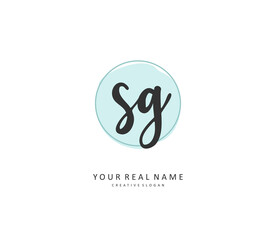 SG Initial letter handwriting and signature logo. A concept handwriting initial logo with template element.