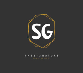 SG Initial letter handwriting and signature logo. A concept handwriting initial logo with template element.