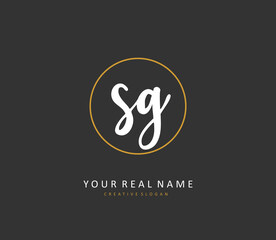 SG Initial letter handwriting and signature logo. A concept handwriting initial logo with template element.
