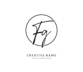 FG Initial letter handwriting and signature logo. A concept handwriting initial logo with template element.