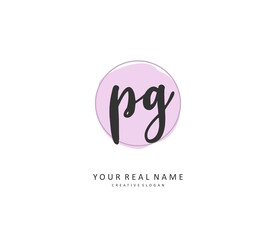 PG Initial letter handwriting and signature logo. A concept handwriting initial logo with template element.