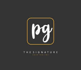 PG Initial letter handwriting and signature logo. A concept handwriting initial logo with template element.