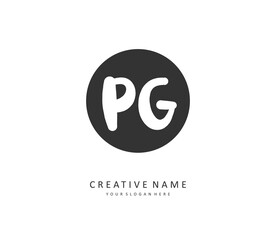 PG Initial letter handwriting and signature logo. A concept handwriting initial logo with template element.