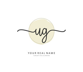 UG Initial letter handwriting and signature logo. A concept handwriting initial logo with template element.