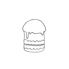 Outline Easter cake or sweet bread or Paska. Simple hand drawn vector illustration. Template for creativity