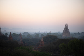 pagodas in sunrise