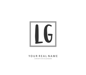 LG Initial letter handwriting and signature logo. A concept handwriting initial logo with template element.