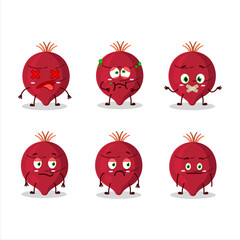 Beet cartoon in character with nope expression