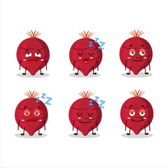 Cartoon character of beet with sleepy expression