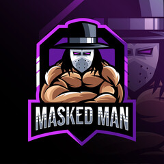 Masked man mascot logo esport template